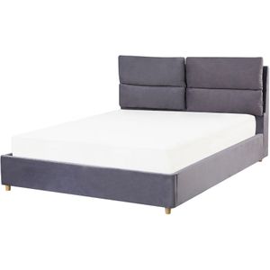 BATILLY - Tweepersoonsbed - Grijs - 140 x 200 cm - Fluweel