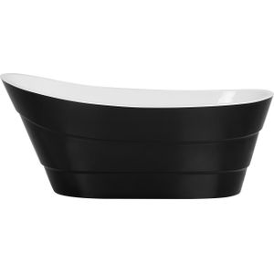 Badkuip zwart/wit 170 x 73 cm acryl vrijstaand ovaal modern elegant