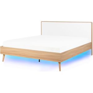 SERRIS - Tweepersoonsbed LED - Wit - 140 x 200 cm - Vezelplaat