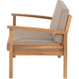 Loungeset tweezitsbank 2 fauteuils 4-zits met koffietafel grijs acaciahout gecertificeerd kussens