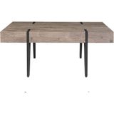 Koffietafel donker hout metaal poten 100 x 60 cm modern rechthoekig industrieel stijl