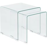 Set van 2 bijzettafels transparant glas rechthoekig minimalistisch