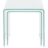 Set van 2 bijzettafels transparant glas rechthoekig minimalistisch
