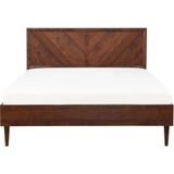 MIALET - Bed - Donkere houtkleur - 160 x 200 cm - Vezelplaat