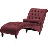 MURET - Chaise longue - Rood - Symmetrisch - Fluweel