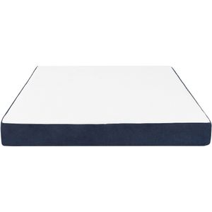 Gelschuimmatras wit/blauw polyester 160 x 200 cm afneembare hoes medium