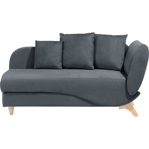 MERI - Chaise longue - Grijs - Rechterzijde - Fluweel