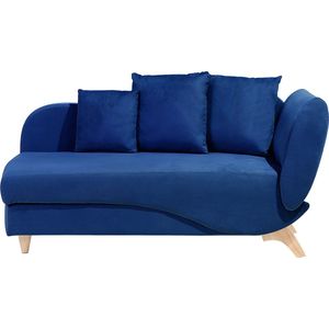 Beliani MERI - Chaise longue - Blauw - Rechterzijde - Fluweel