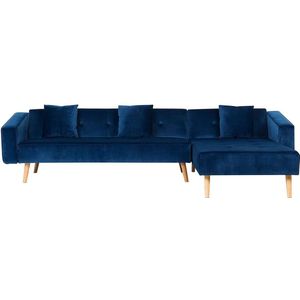 VADSO - Hoekslaapbank - Blauw - Linkerzijde - 303 cm - Fluweel