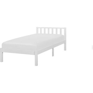 Beliani FLORAC - Eenpersoonsbed - Wit - Dennenhout