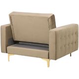 Beliani ABERDEEN - Chesterfield fauteuil - Beige - Fluweel