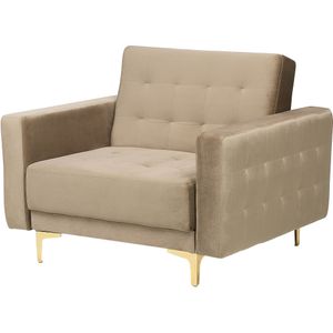 Beliani ABERDEEN - Chesterfield fauteuil - Beige - Fluweel