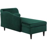 LUIRO - Chaise longue - Groen - Rechterzijde - Fluweel