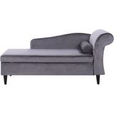 LUIRO - Chaise longue - Grijs - Rechterzijde - Fluweel