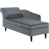 LUIRO - Chaise longue - Grijs - Linkerzijde - Fluweel