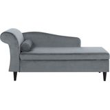 LUIRO - Chaise longue - Grijs - Linkerzijde - Fluweel