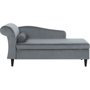 LUIRO - Chaise longue - Grijs - Linkerzijde - Fluweel