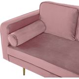 Beliani MIRAMAS - Moderne Chaise Longue in Oud-Roze Fluweel | Stevige Zit | Decoratief Rugkussen | Glamoureus Design