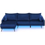 VARDE - Hoekbank 3-zits LED - Blauw - Rechterzijde - 245 cm - Fluweel