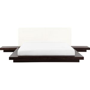 Waterbed donkerbruin 160 x 200 cm met nachtkastjes hout gefineerd MDF board elegant Japanse stijl