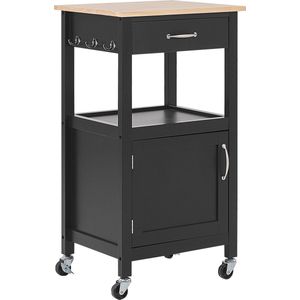 Servierwagen Schwarz mdf Platte Gummibaumholz Kiefernholz 91 x 60 x 48 cm Landhausstil Traditionell Praktisch Multifunktional Wohnzimmer