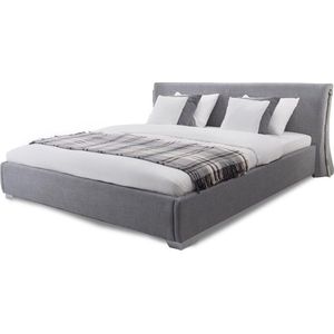 Beliani - Wasserbett Grau 140 x 200 cm Polsterbezug Geschwungene Form Gepolstertes Kopfteil mit Wasserbettmatratze Elegant Modern