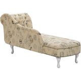 Beliani Nimes - Chaise Longue in Beige Polyester | Luxe en Comfortabele Ligstoel | Glamoureus Design