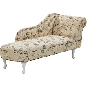 Beliani Nimes - Chaise Longue in Beige Polyester | Luxe en Comfortabele Ligstoel | Glamoureus Design