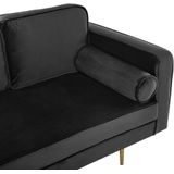 MIRAMAS - Chaise longue - Zwart - Rechterzijde - Fluweel