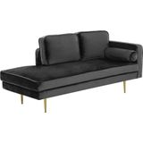 MIRAMAS - Chaise longue - Zwart - Rechterzijde - Fluweel