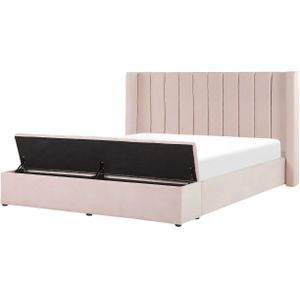 NOYERS - Bed met opbergruimte - Roze - 160 x 200 cm - Fluweel