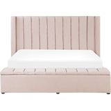 NOYERS - Bed met opbergruimte - Roze - 180 x 200 cm - Fluweel