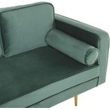 Beliani MIRAMAS - Moderne Chaise Longue van Mintgroen Fluweel | Stevige Zit | Decoratief en Praktisch Rugkussen