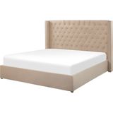 LUBBON - Bed met opbergruimte - Beige - 180 x 200 cm - Fluweel