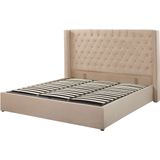 LUBBON - Bed met opbergruimte - Beige - 180 x 200 cm - Fluweel