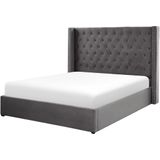 LUBBON - Bed met opbergruimte - Grijs - 180 x 200 cm - Fluweel