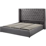 LUBBON - Bed met opbergruimte - Grijs - 180 x 200 cm - Fluweel