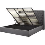 LUBBON - Bed met opbergruimte - Grijs - 180 x 200 cm - Fluweel