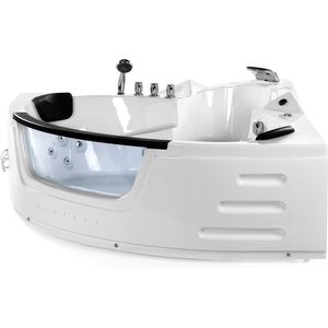 Bubbelbad hoekbad Hot Tub Wit Acryl Massage Glaspaneel 140 cm Martinica