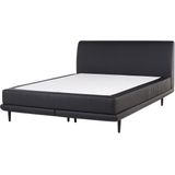 Boxspring Bed met Hoofdbord Zwart Kunstleer 160x200 cm incl. Topper & Matras Modern Glamorous Design