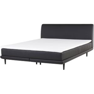 Boxspring Bed met Hoofdbord Zwart Kunstleer 160x200 cm incl. Topper & Matras Modern Glamorous Design