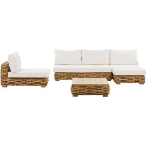 Beliani VARALLO - Loungeset voor 4 - Natuurlijk - Rotan