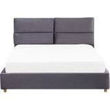 BATILLY - Bed met Opbergruimte - Grijs - 180 X 200 cm - Fluweel