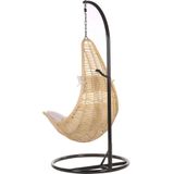 Hangstoel met standaard beige/wit wicker staal kussens