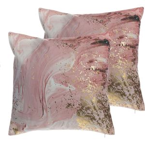 LANTANA - Sierkussen set van 2 - Roze - 45 x 45 cm - Polyester