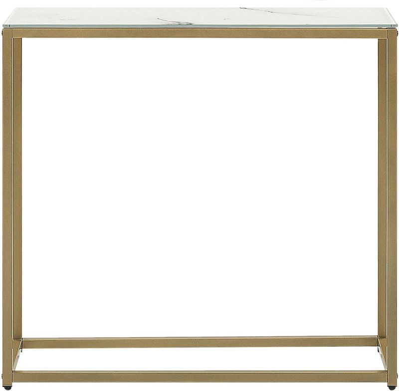 Rechthoekige Console Tafel Marmer Effect Wit Top Goud Metalen Poten Glam Delano