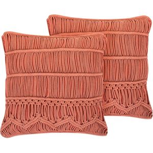 AKKOY - Sierkussen set van 2 - Oranje - 45 X 45 cm - Katoen