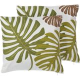 ZENOBIA - Sierkussen set van 2 - Groen - 45 x 45 cm - Katoen
