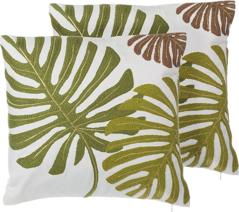 ZENOBIA - Sierkussen set van 2 - Groen - 45 x 45 cm - Katoen