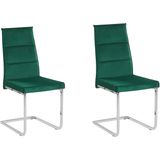 Eetkamerstoel set van 2 Groene fluweel stof / metalen sledestoel met hoge rug Elegante moderne uitstraling